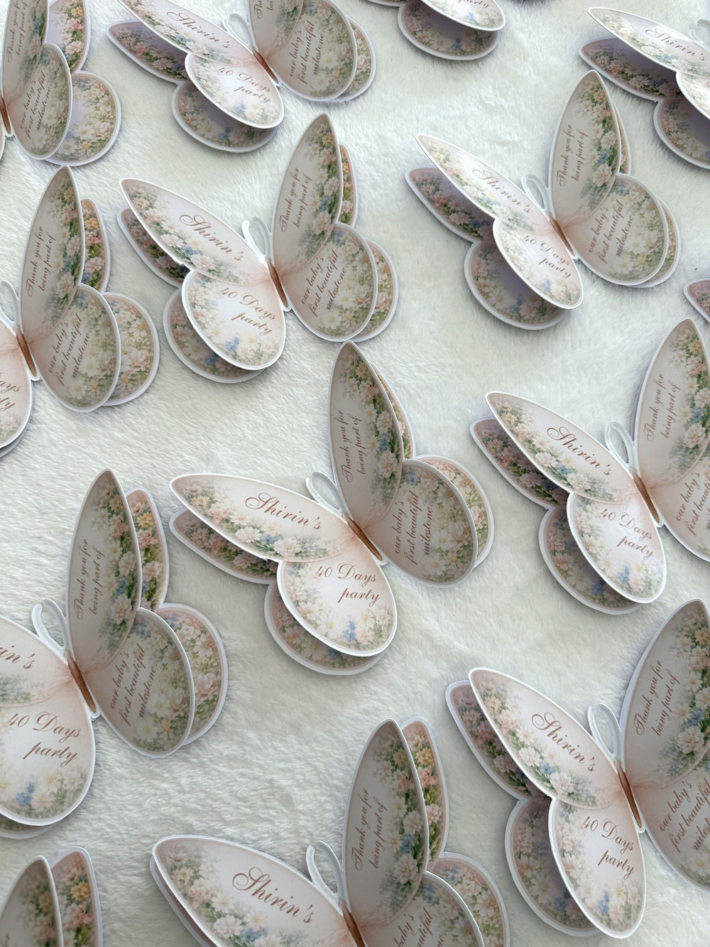 Butterfly Welcome Baby Girl Favor Cards — Chocoodad Baku