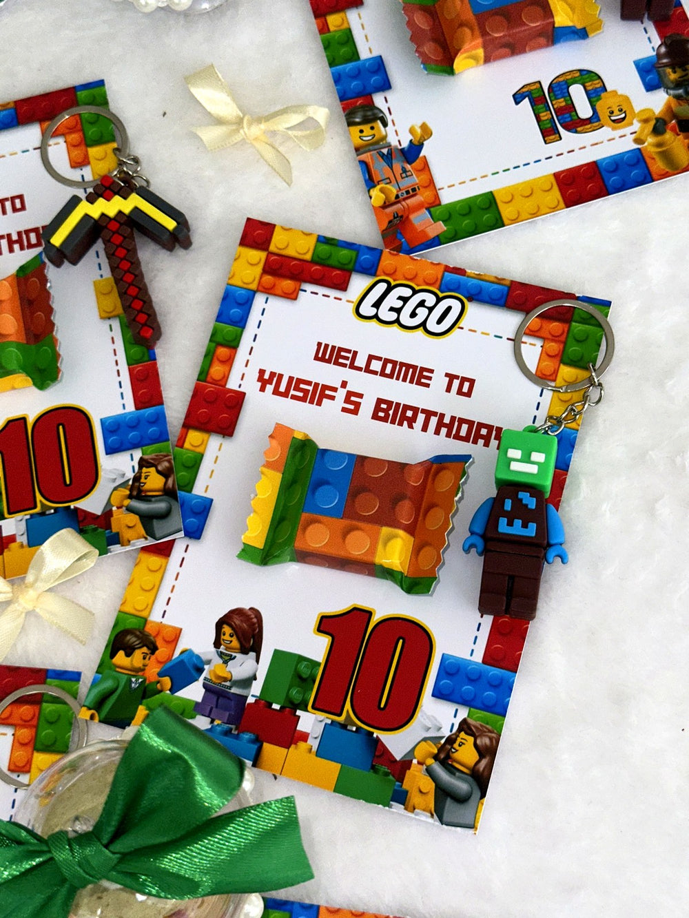 LEGO 10th Birthday Favor Cards with Gifts attached – Personalized Chocolate — Chocoodad Baku