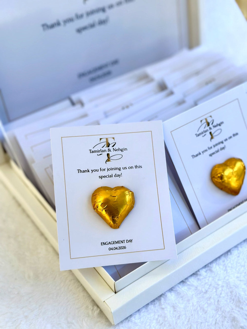 Engagement 24 Favor Cards in Box – Personalized Engagement Chocolate & Box — Chocoodad Baku