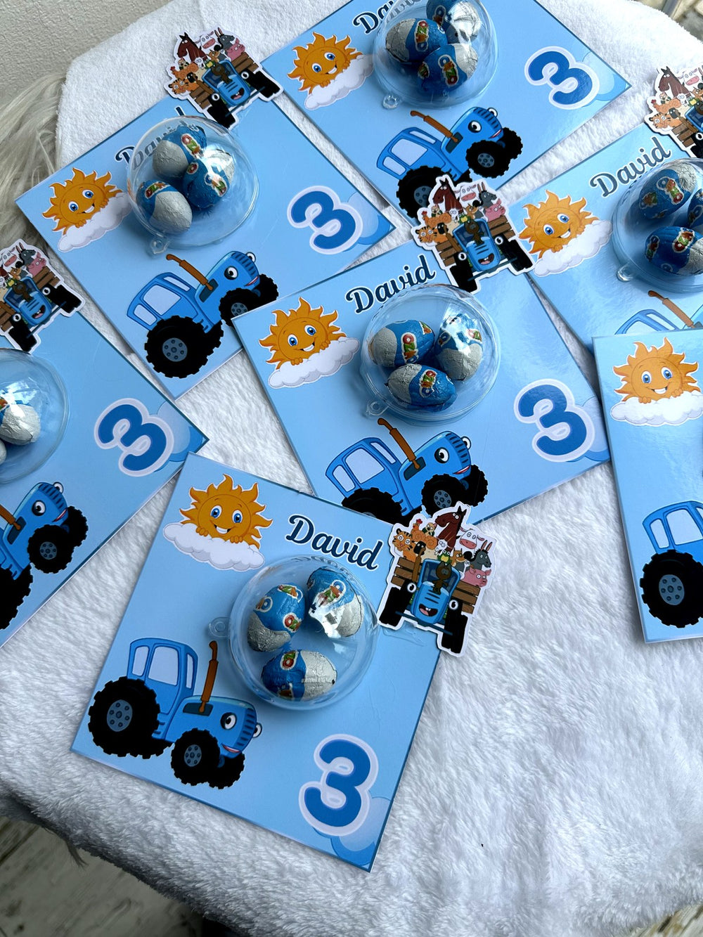 Blue Tractor Birthday Favor Cards – Ozmo egg Chocolates — Chocoodad Baku