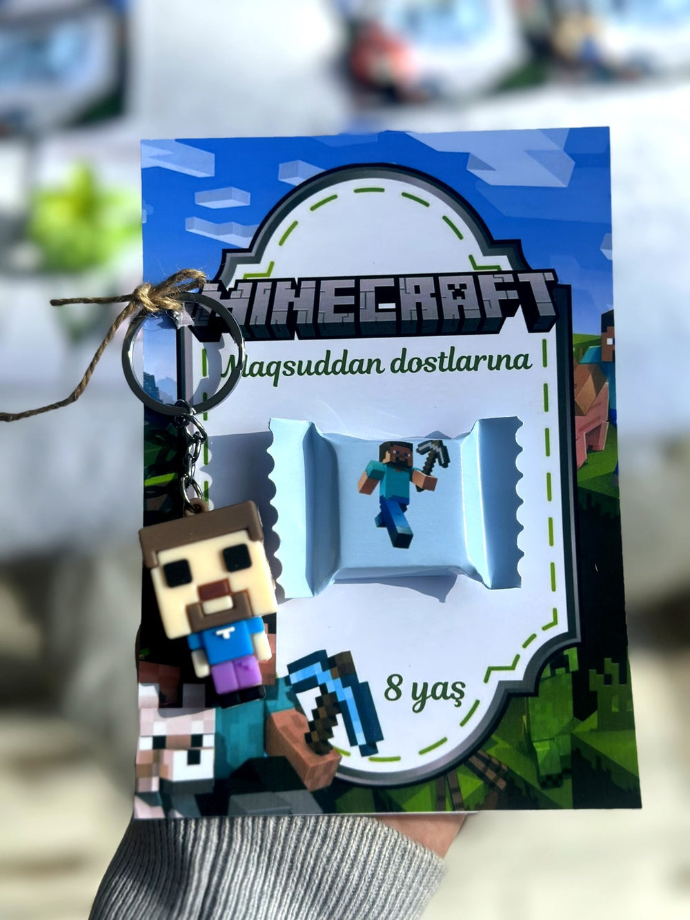 Minecraft 8th Birthday Favor Cards with Gifts attached – Personalized Chocolate — Chocoodad Baku