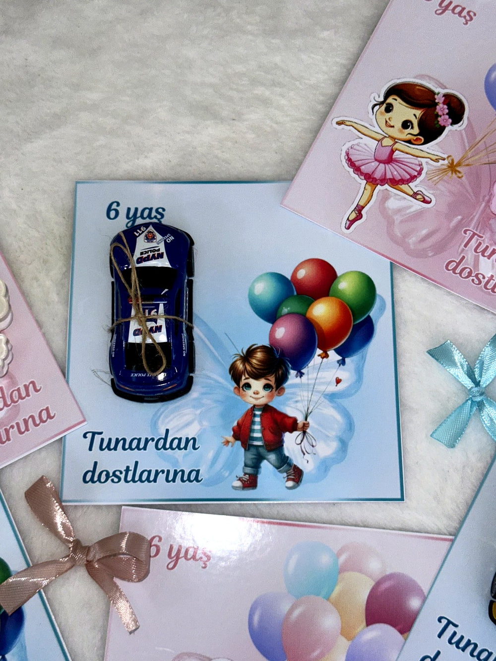Ballerina & Astronaut & Race Car 6th Birthday Favor Cards with Gifts attached – Personalized Chocolate — Chocoodad Baku