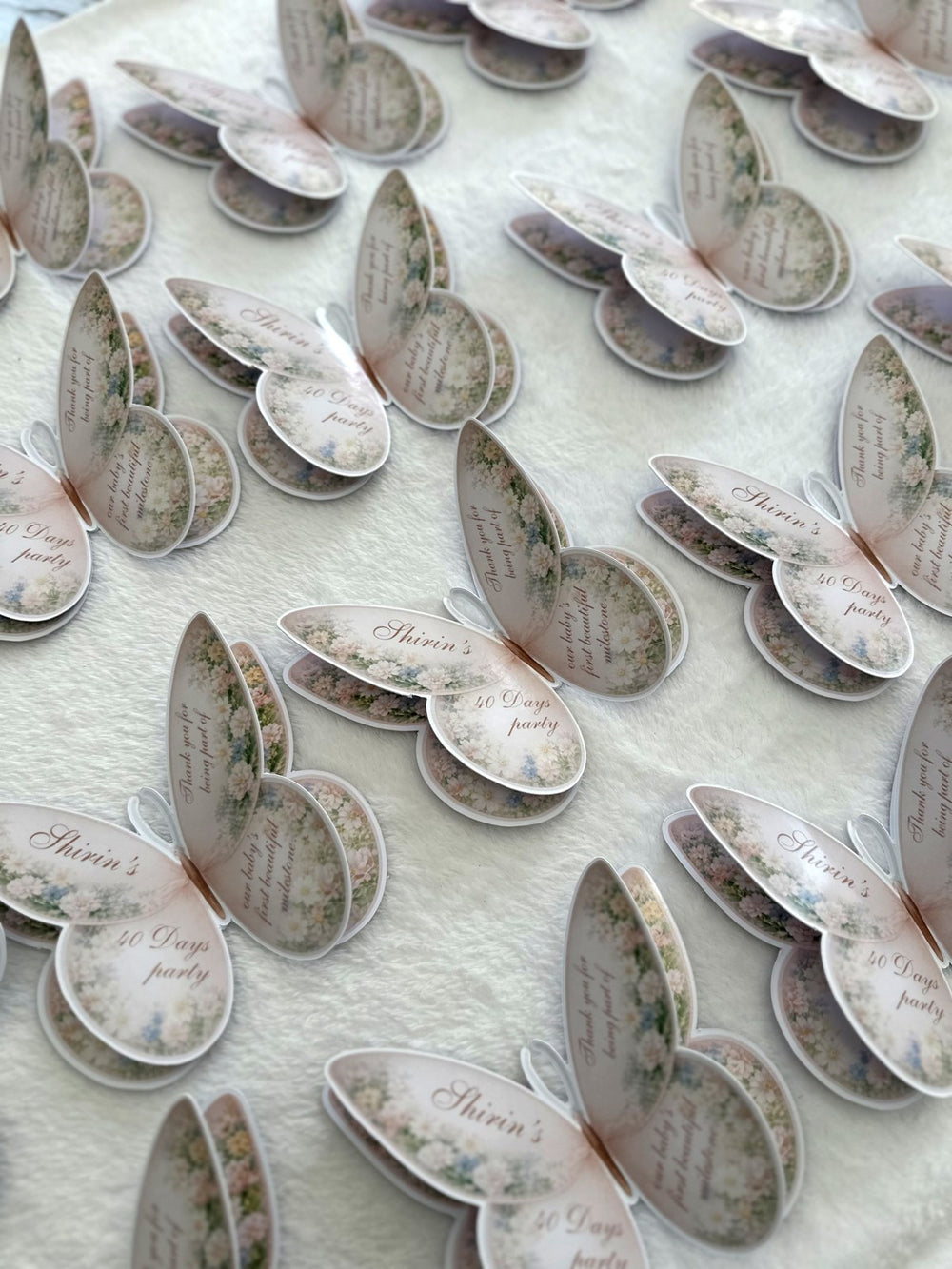 Butterfly Welcome Baby Girl Favor Cards — Chocoodad Baku