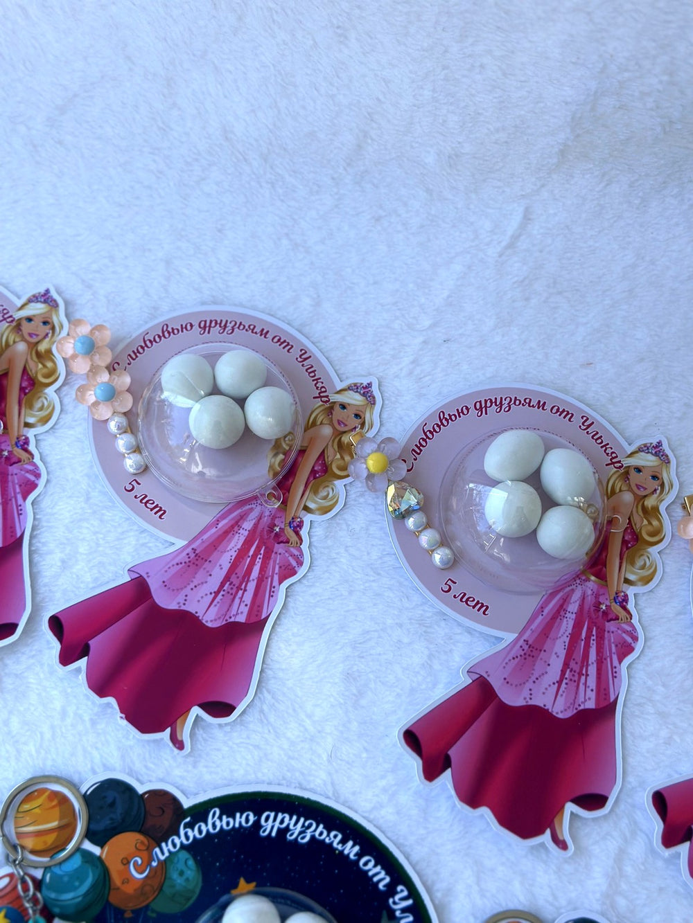 Princess Barbie & Astronaut 5th Birthday Favor Cards with Gifts attached – Personalized Chocolate — Chocoodad Baku