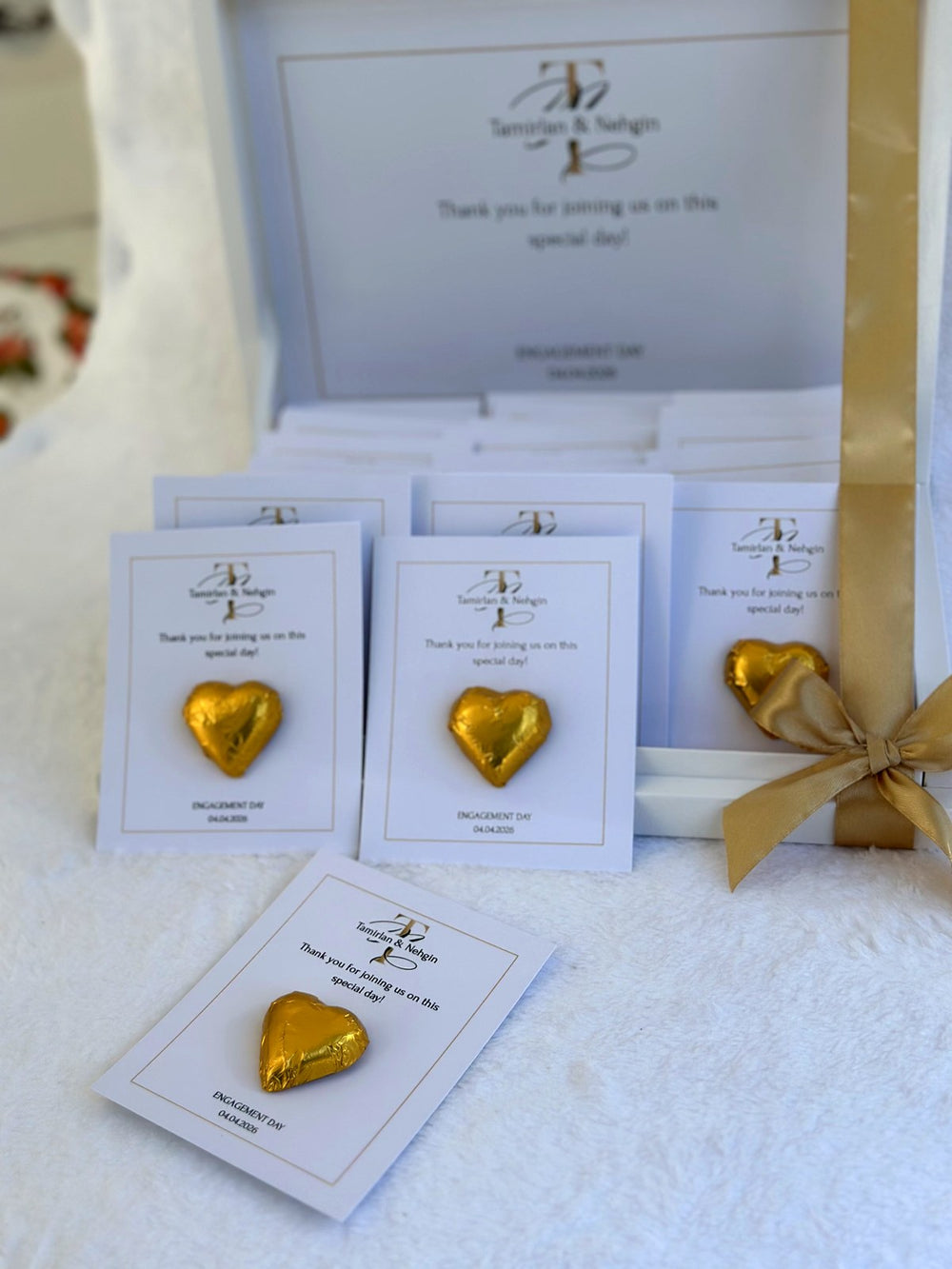 Engagement 24 Favor Cards in Box – Personalized Engagement Chocolate & Box — Chocoodad Baku