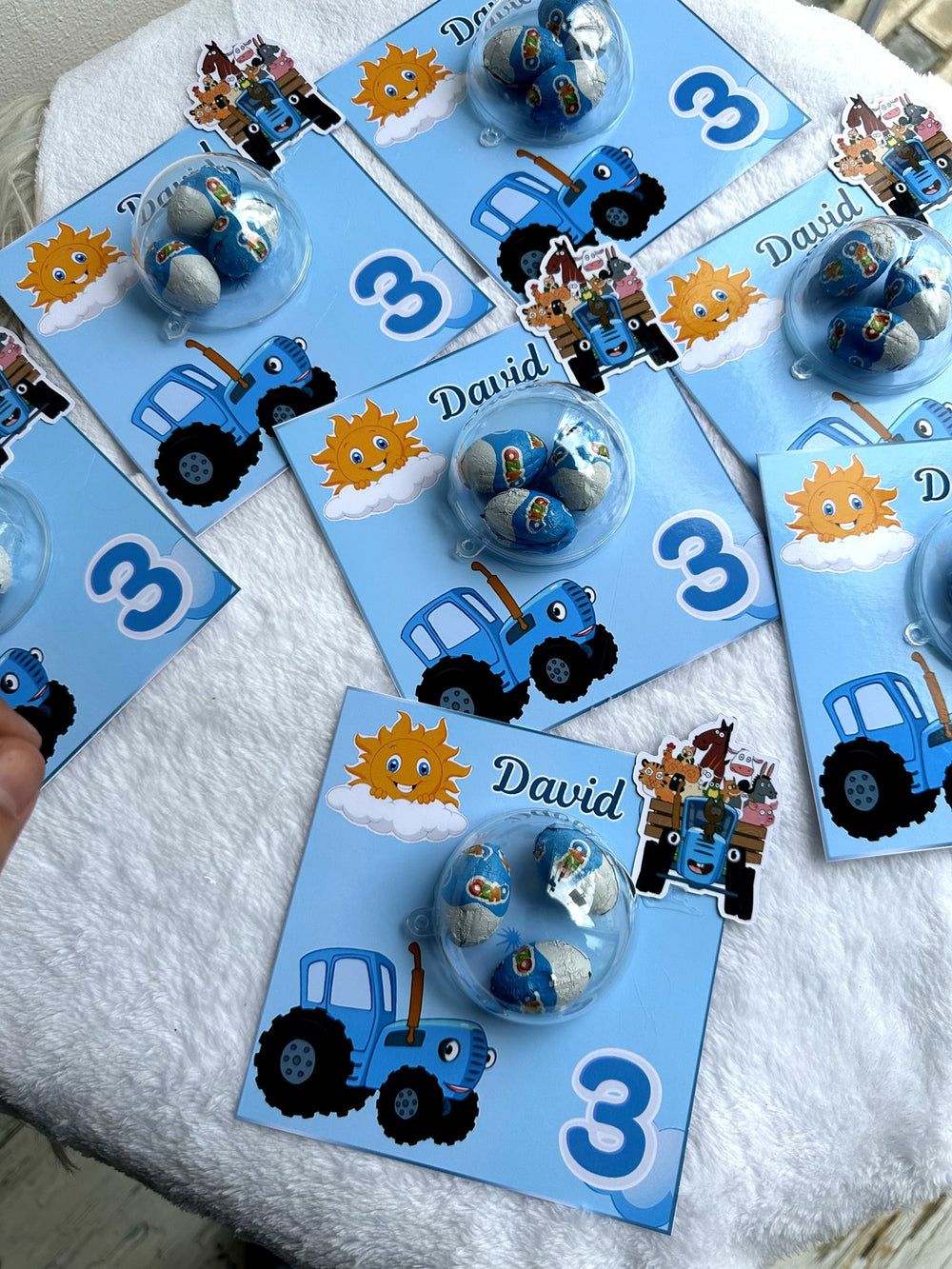 Blue Tractor Birthday Favor Cards – Ozmo egg Chocolates — Chocoodad Baku