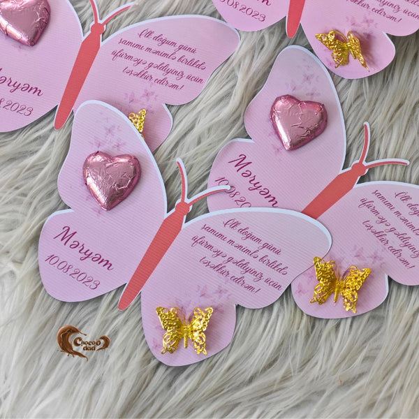 Butterfly-Shaped Chocolate Cards for First Birthday Celebration