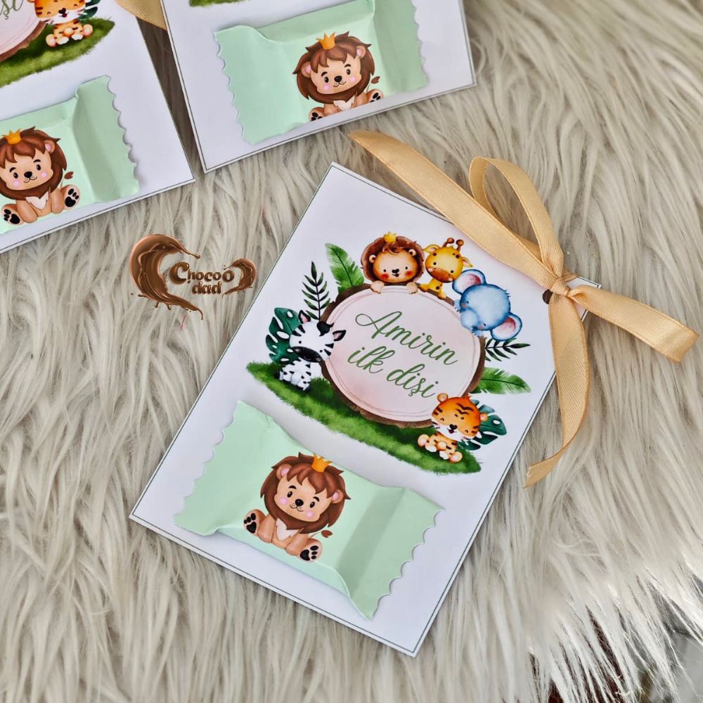 Safari-Themed Chocolate Cards for Amir’s First Tooth Celebration