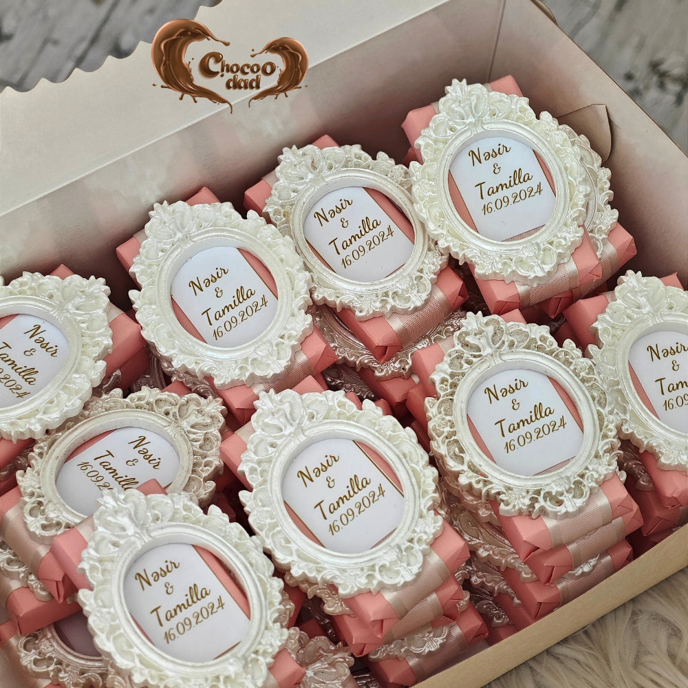 Custom Frame-Design Engagement Chocolates | Personalized with Names & Date