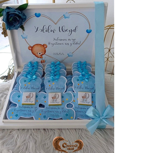 Welcome Baby Boy Chocolate Box – 50 Pieces in Blue Design