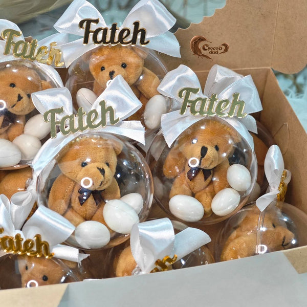 Teddy Bear Ball-Shaped Chocolate Favors for Welcoming Baby