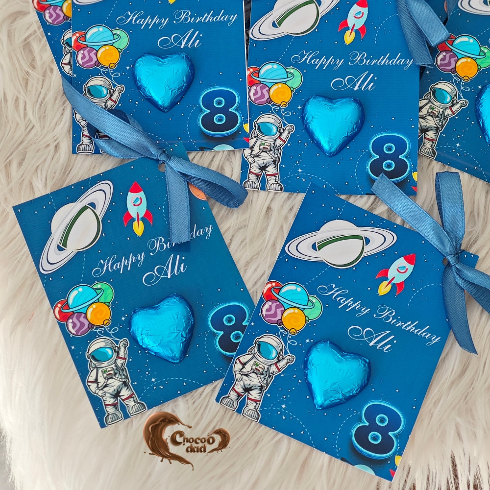 Blue Space & Astronaut-Themed Chocolate Cards for Ali’s 8th Birthday