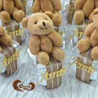 Transparent Box with Teddy Bear Toy and Chocolate Dragees Gift Boxes or Favors