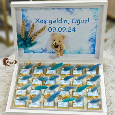 "Welcome Baby" Ayı Dizaynlı 24 Ədədlik Şokolad Qutusu