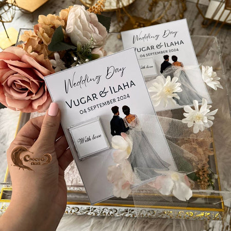Südlü Şokolad Toy & Nikah Günü Kartları – Toy Şokoladları üçün Ad və Tarixlərlə Fərdiləşdirilmiş