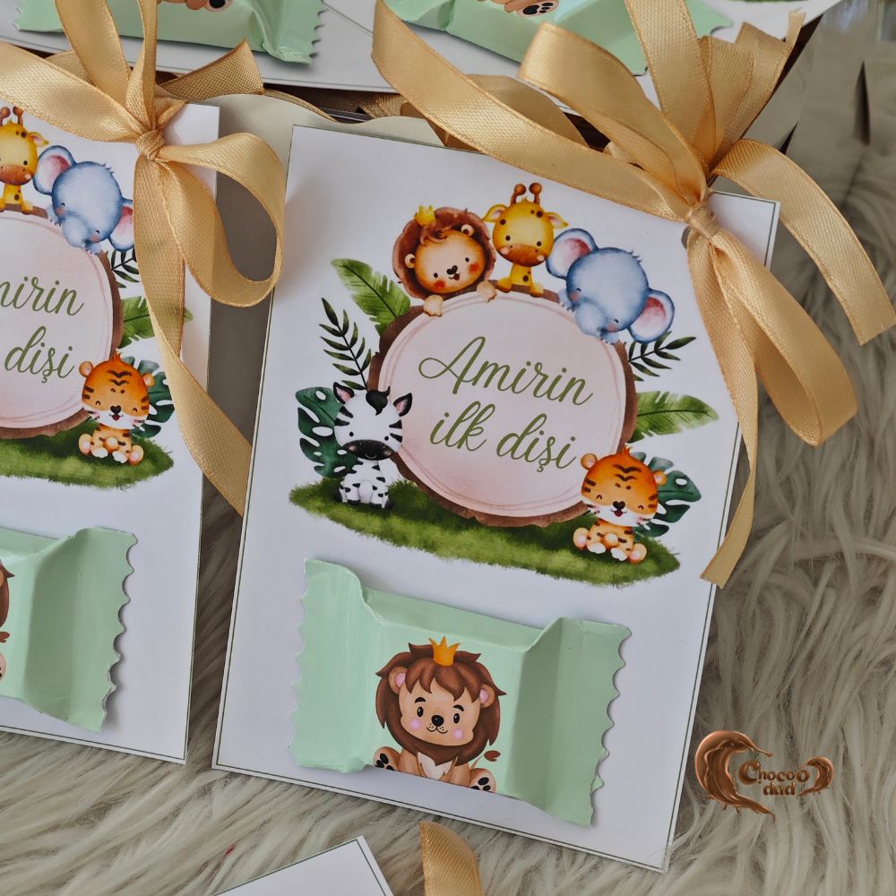 Safari-Themed Chocolate Cards for Amir’s First Tooth Celebration