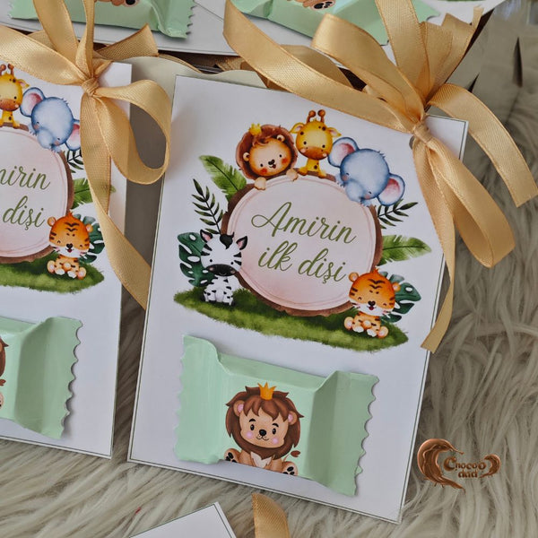 Safari-Themed Chocolate Cards for Amir’s First Tooth Celebration