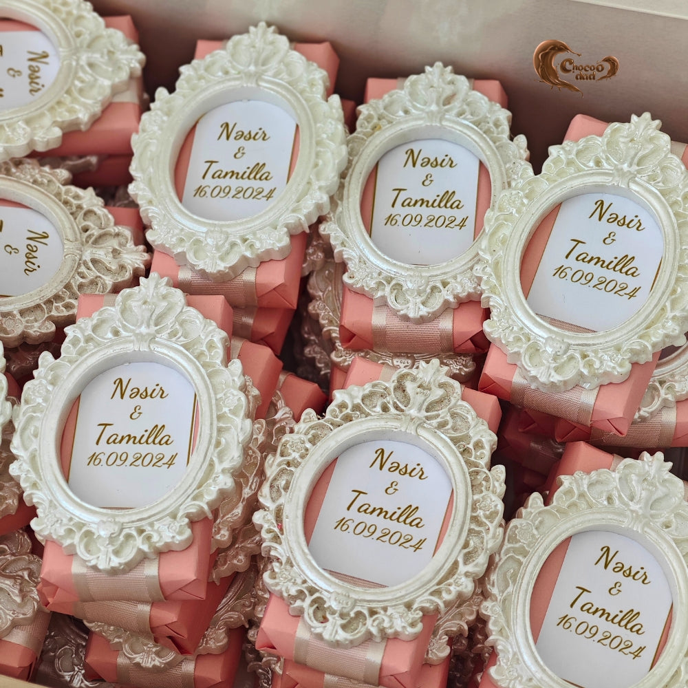 Custom Frame-Design Engagement Chocolates | Personalized with Names & Date