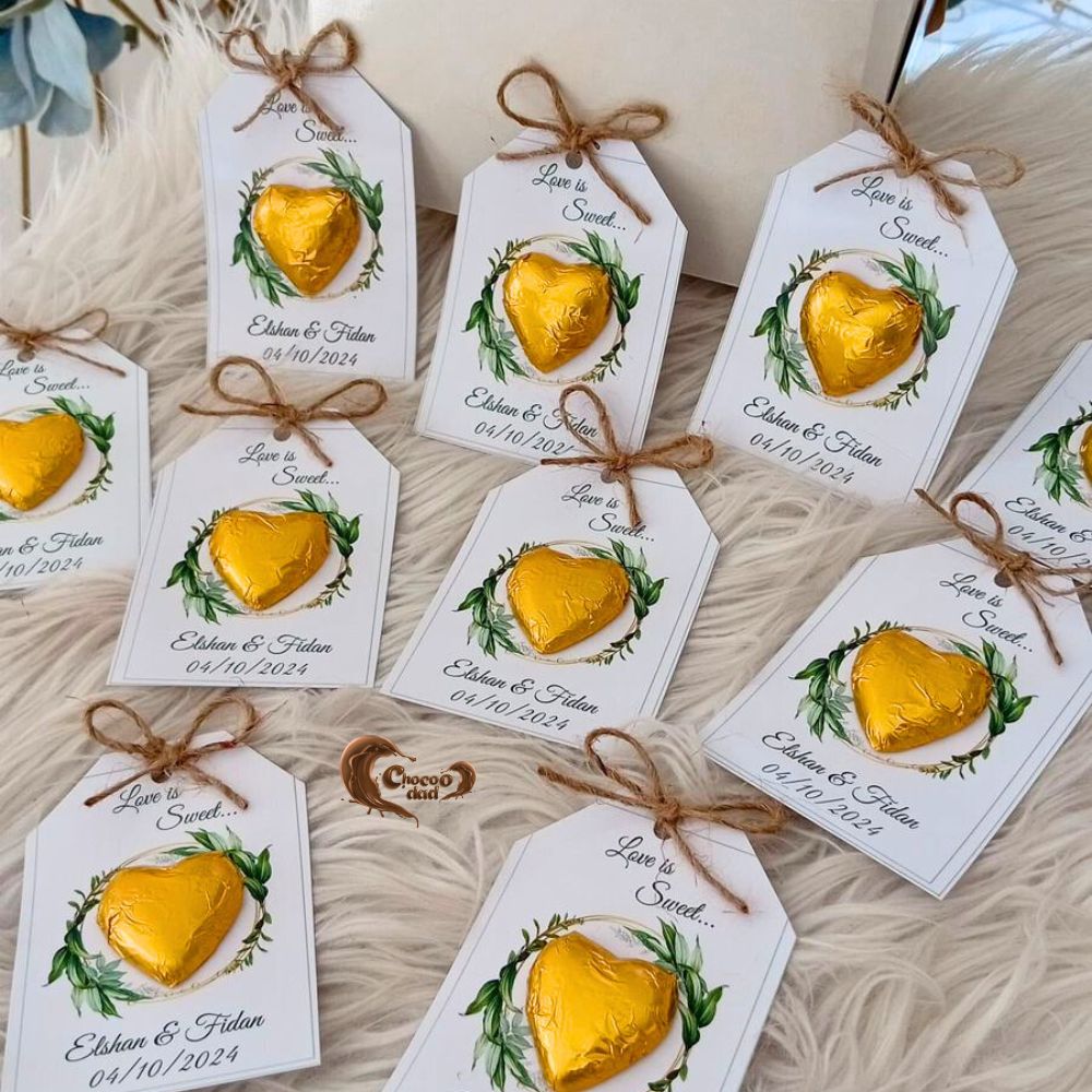 "Love is Sweet" Gold Engagement Chocolate Favors