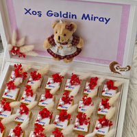 Welcome Baby Girl - Teddy Bear Design 24 Chocolate and Box
