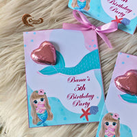 Disney Princess Ariel – Chocolate Cards for a 5-Year-Old Girl's Birthday