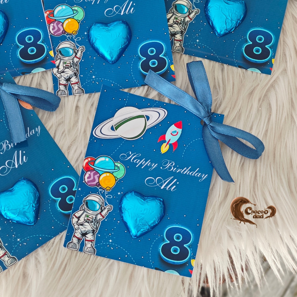 Blue Space & Astronaut-Themed Chocolate Cards for Ali’s 8th Birthday