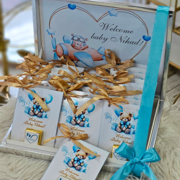 Welcome Baby Nihad – 50-Piece Chocolate Box for Hospital Baby Homecoming