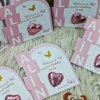 Welcome to My 1st Birthday Party - Pink Custom Chocolate Cards