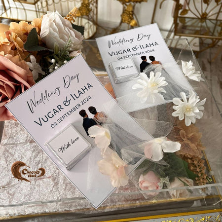 Südlü Şokolad Toy & Nikah Günü Kartları – Toy Şokoladları üçün Ad və Tarixlərlə Fərdiləşdirilmiş