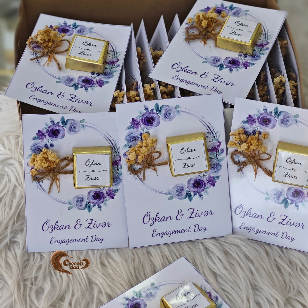 Flower Bouquet Design Chocolate Cards for Engagement Day