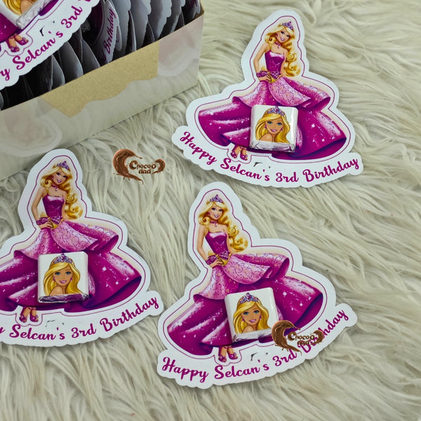 Barbie Doll Design Chocolate Cards for Birthday Parties