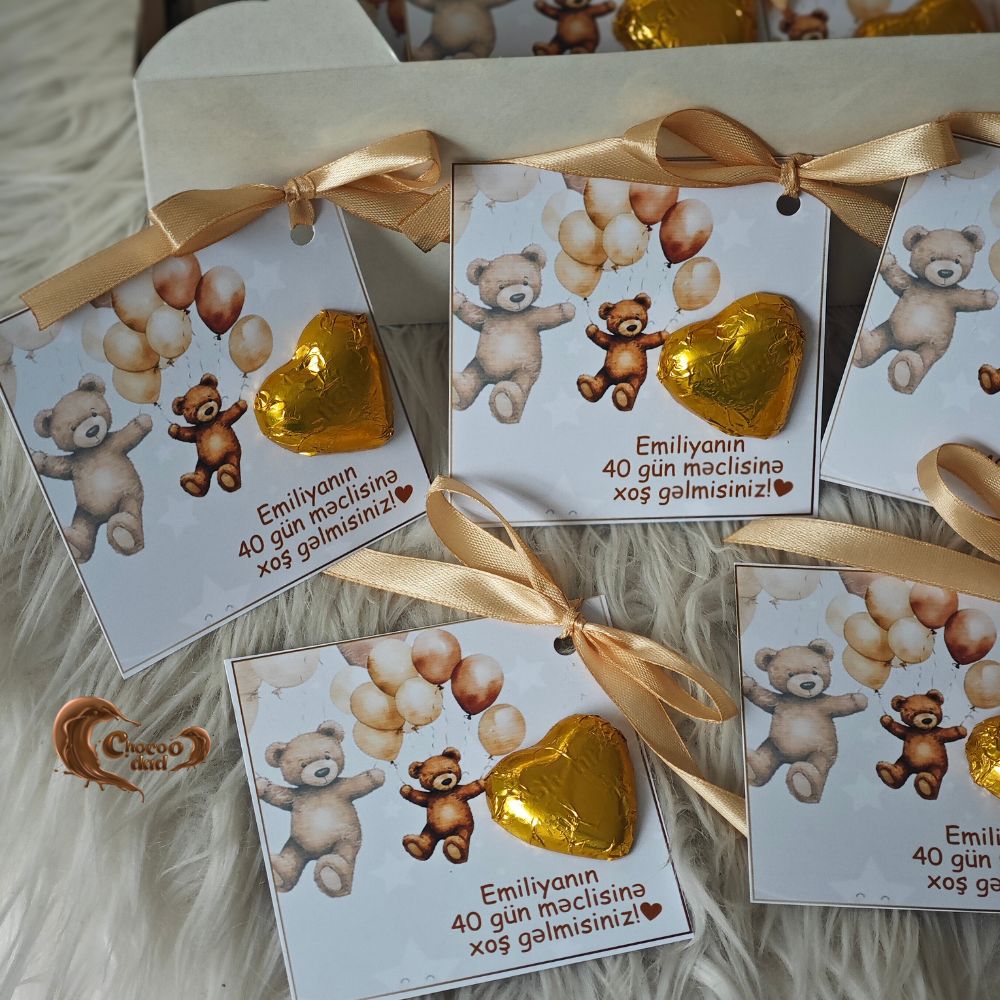 Welcome to Baby Emilya's 40-Day Celebration - Chocolate Favor Cards