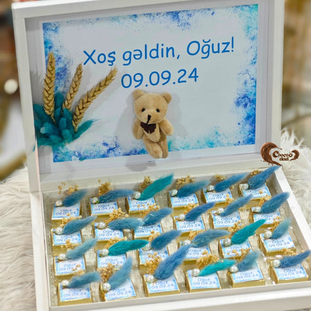 "Welcome Baby" Ayı Dizaynlı 24 Ədədlik Şokolad Qutusu