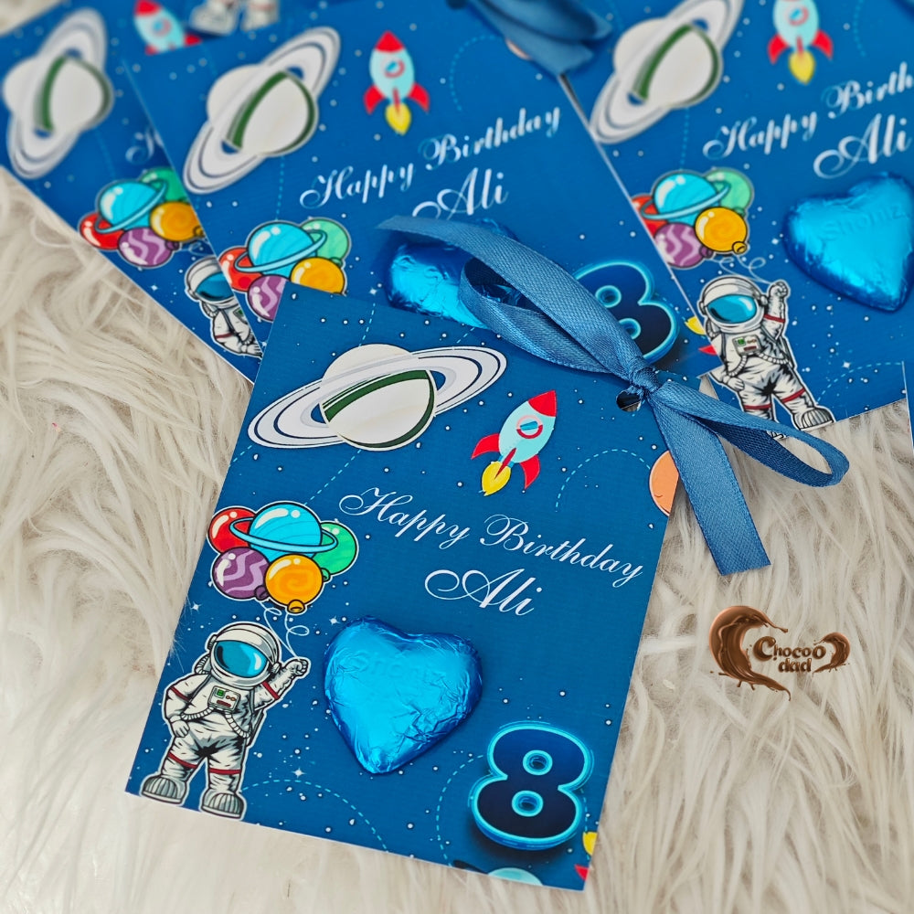 Blue Space & Astronaut-Themed Chocolate Cards for Ali’s 8th Birthday