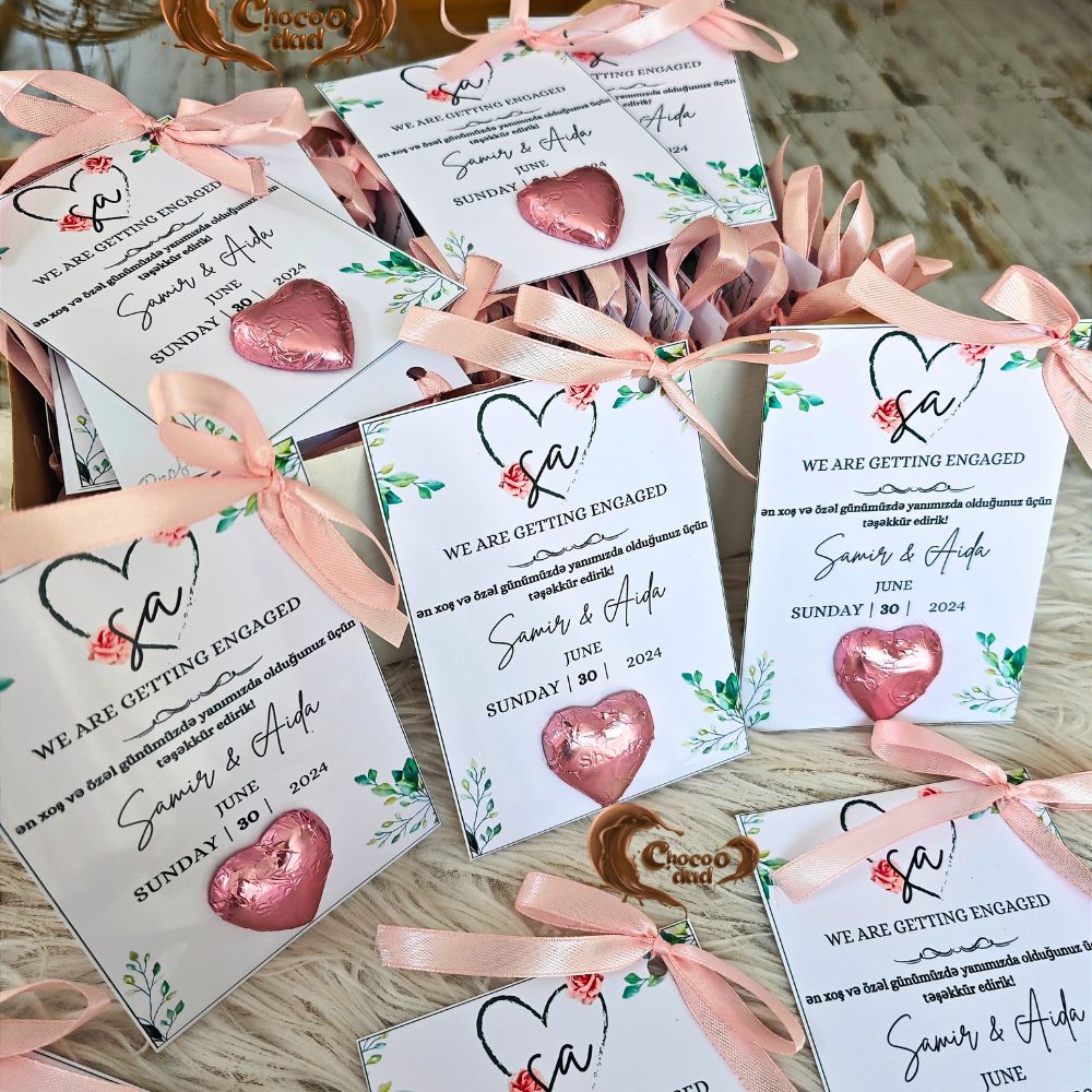 We Are Getting Engaged - Pink Engagement and Wedding Day Chocolate Cards