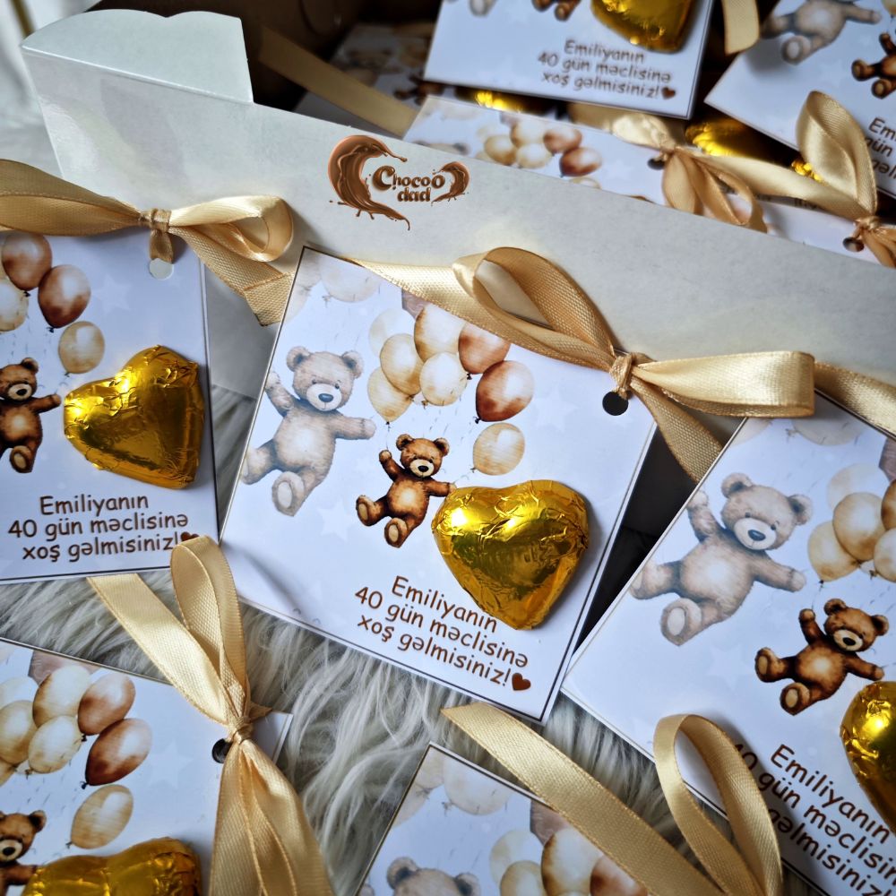 Welcome to Baby Emilya's 40-Day Celebration - Chocolate Favor Cards