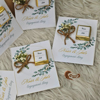 Add a touch of elegance to your special day with customized engagement chocolate cards, designed with a beautiful flower bouquet theme.