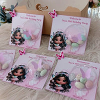 Make your 10-year-old girl’s birthday unforgettable with our cute baby doll-themed chocolate cards! 🍫🎉 These colorful chocolate cards, designed with fun baby doll illustrations, are perfect for party favors.  