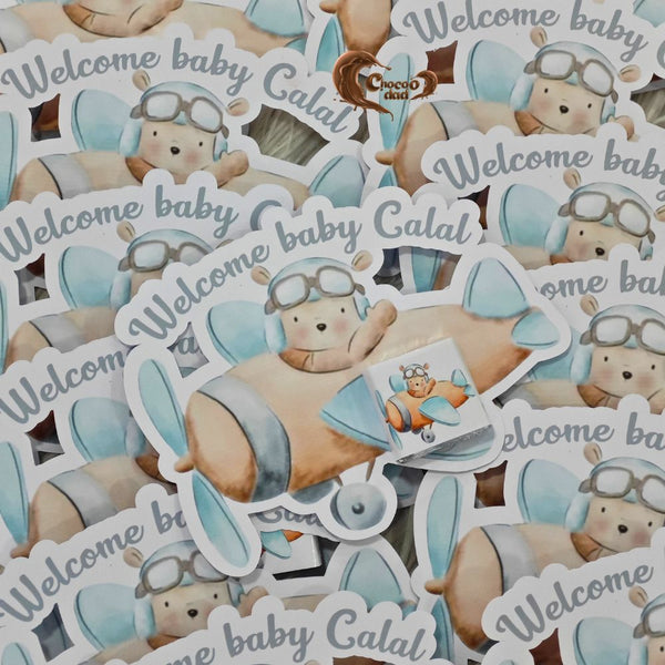 Baby Shower Airballoon Teddy Bear Design Cut-Out Chocolate Cards

