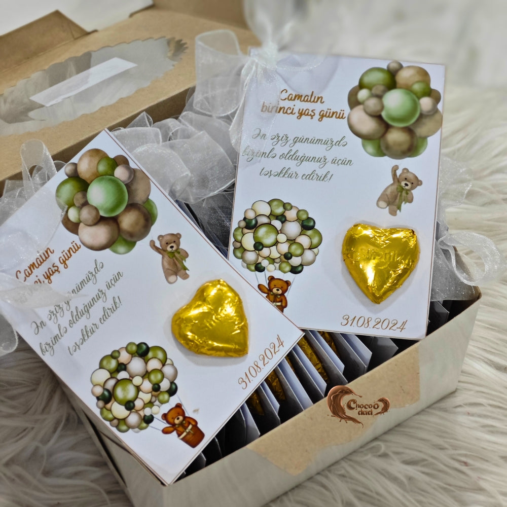 1st Birthday Golden Chocolate Card with Thank You Message