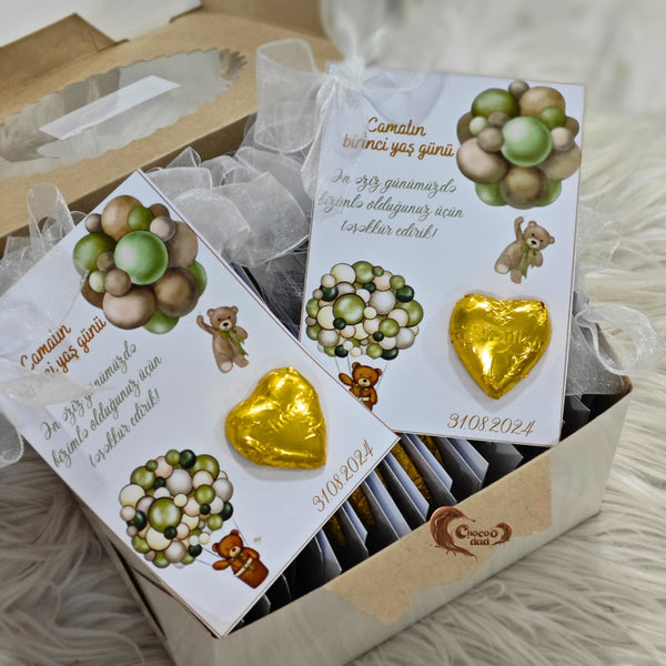 1st Birthday Golden Chocolate Card with Thank You Message