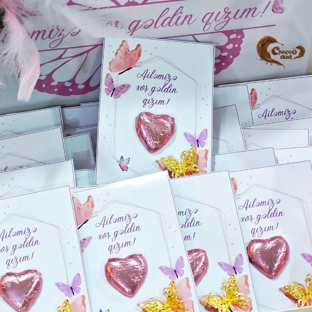 Butterfly Design "Welcome to Our Family" Chocolate Cards
