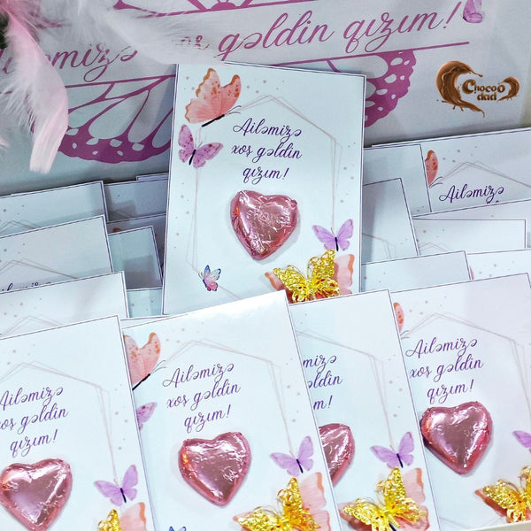 Butterfly Design "Welcome to Our Family" Chocolate Cards
