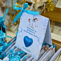 Carousel Design Boy's 1st Birthday Thank You Chocolate Cards
