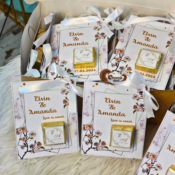 Celebrate love and sweetness on your special day with these elegant chocolate cards! 