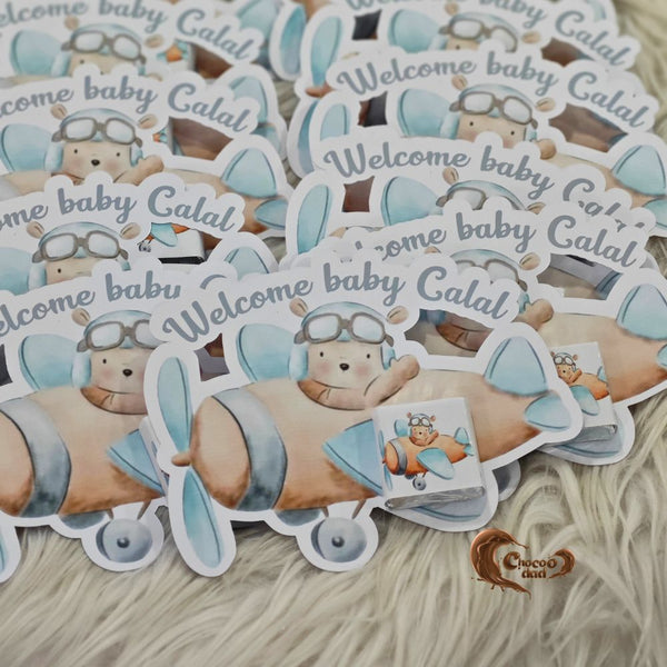 Celebrate the joyous occasion of a baby shower with these adorable Airballoon Teddy Bear Design Cut-Out Chocolate Cards. These charming treats are sure to add a fun and sweet touch to your celebration