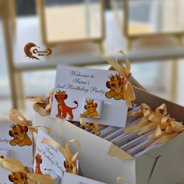 Celebrate your child's 2nd birthday in royal style with our Little King Simba-themed chocolate cards!