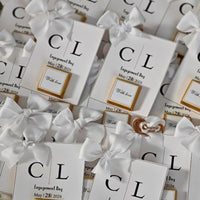 Celebrate your engagement with these beautifully designed chocolate favors, perfect for sharing your special moment with family and friends!