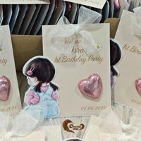 Chamomile Flower Design – Cream and Pink Themed 1st Birthday Chocolate Favors
