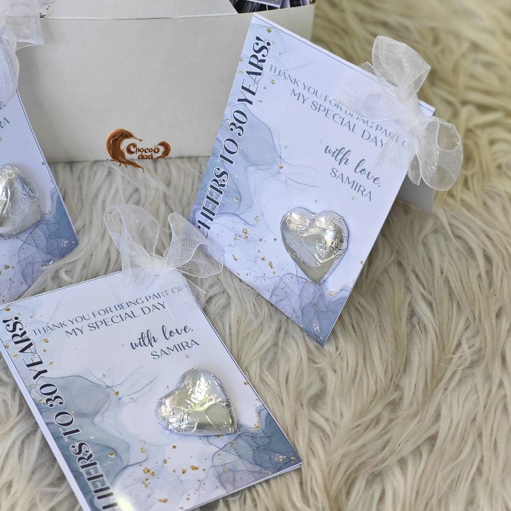 🎉 Cheers to 30 Years: Special Party Chocolate Cards
